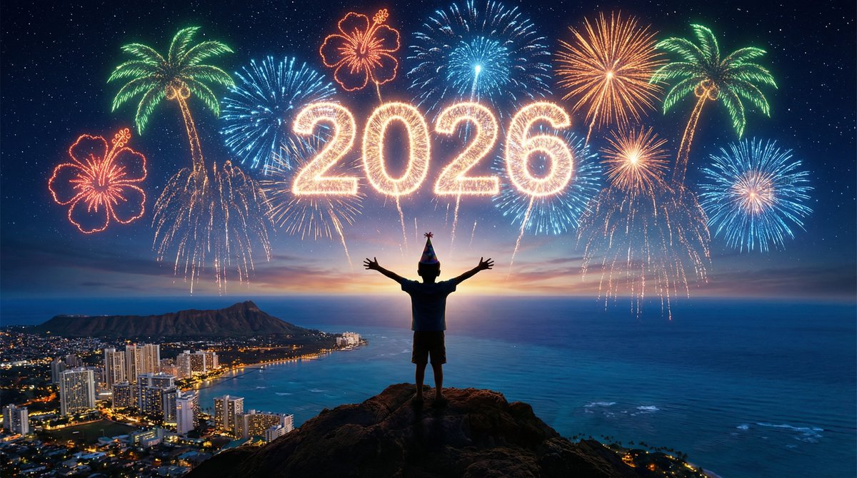 Vuurwerkshow bekijken vanaf bergtop