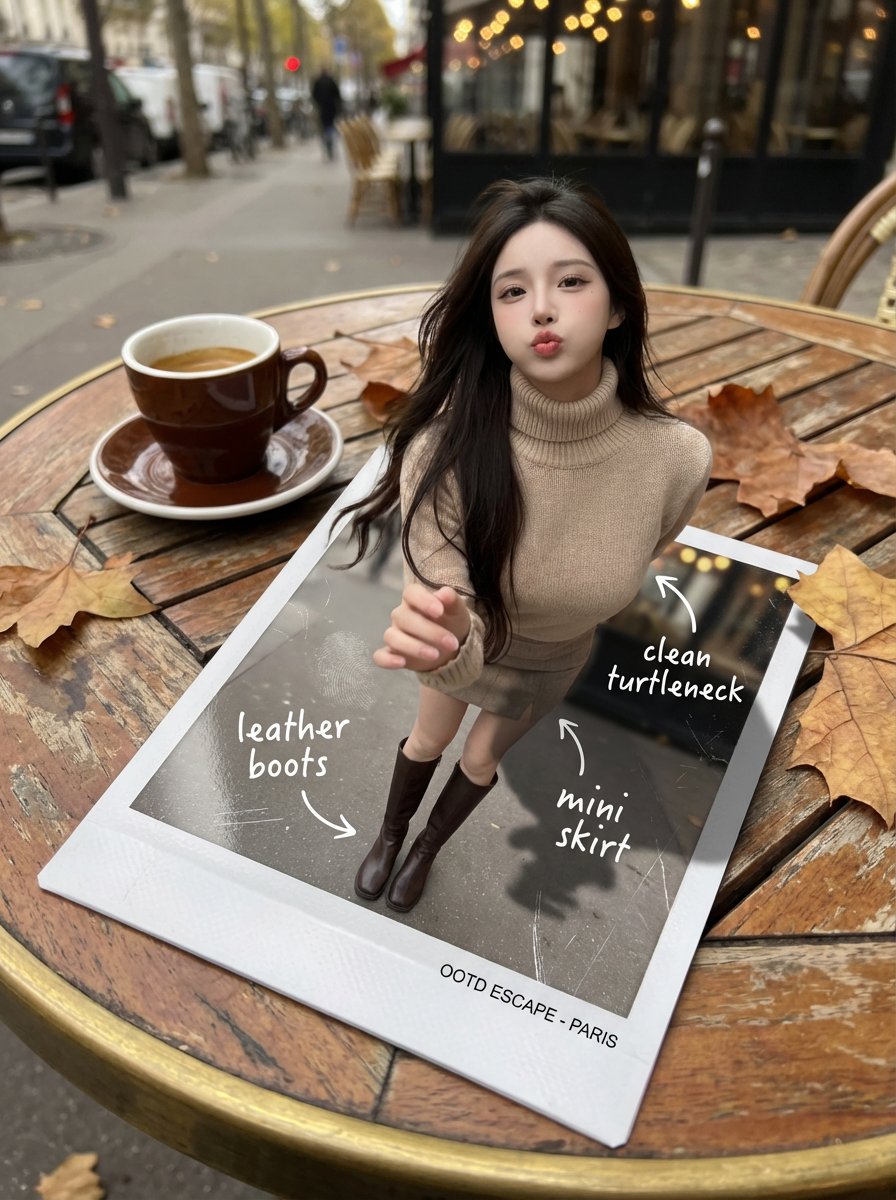 Femme émergeant d'une photo fraîchement développée