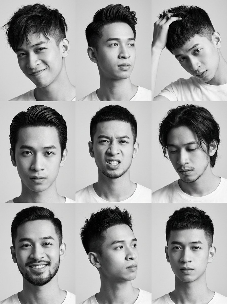 Ritratto fotografico elegante di un cavalluccio marino in griglia 3x3