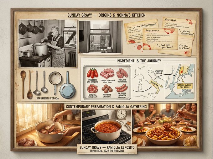 Presentatiebord over culinaire erfgoed van gerechten