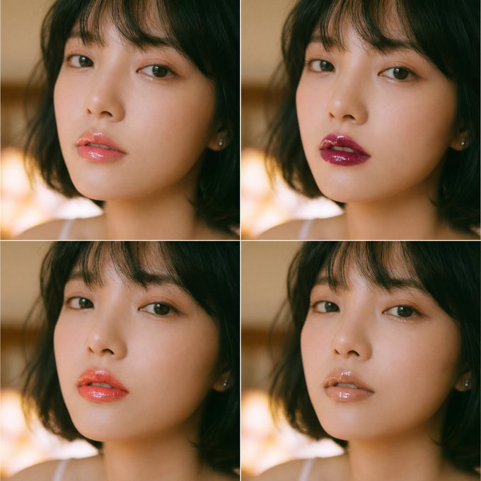 女性の口紅とリップグロス効果画像