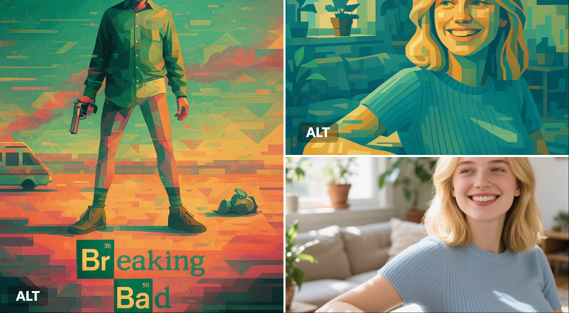 Ilustración digital en estilo artístico geométrico surrealista