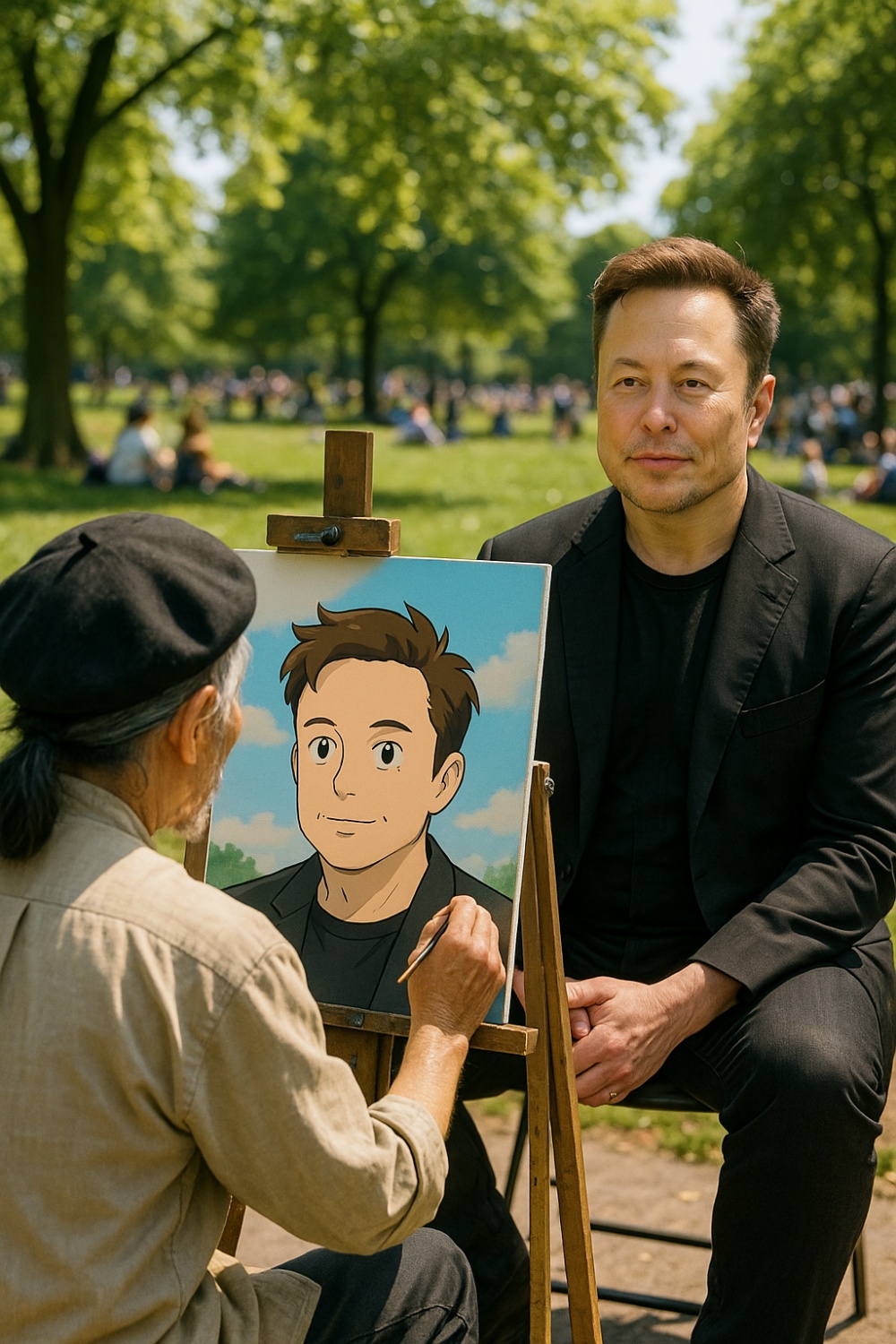 Musk Parkta Resim Yapıyor