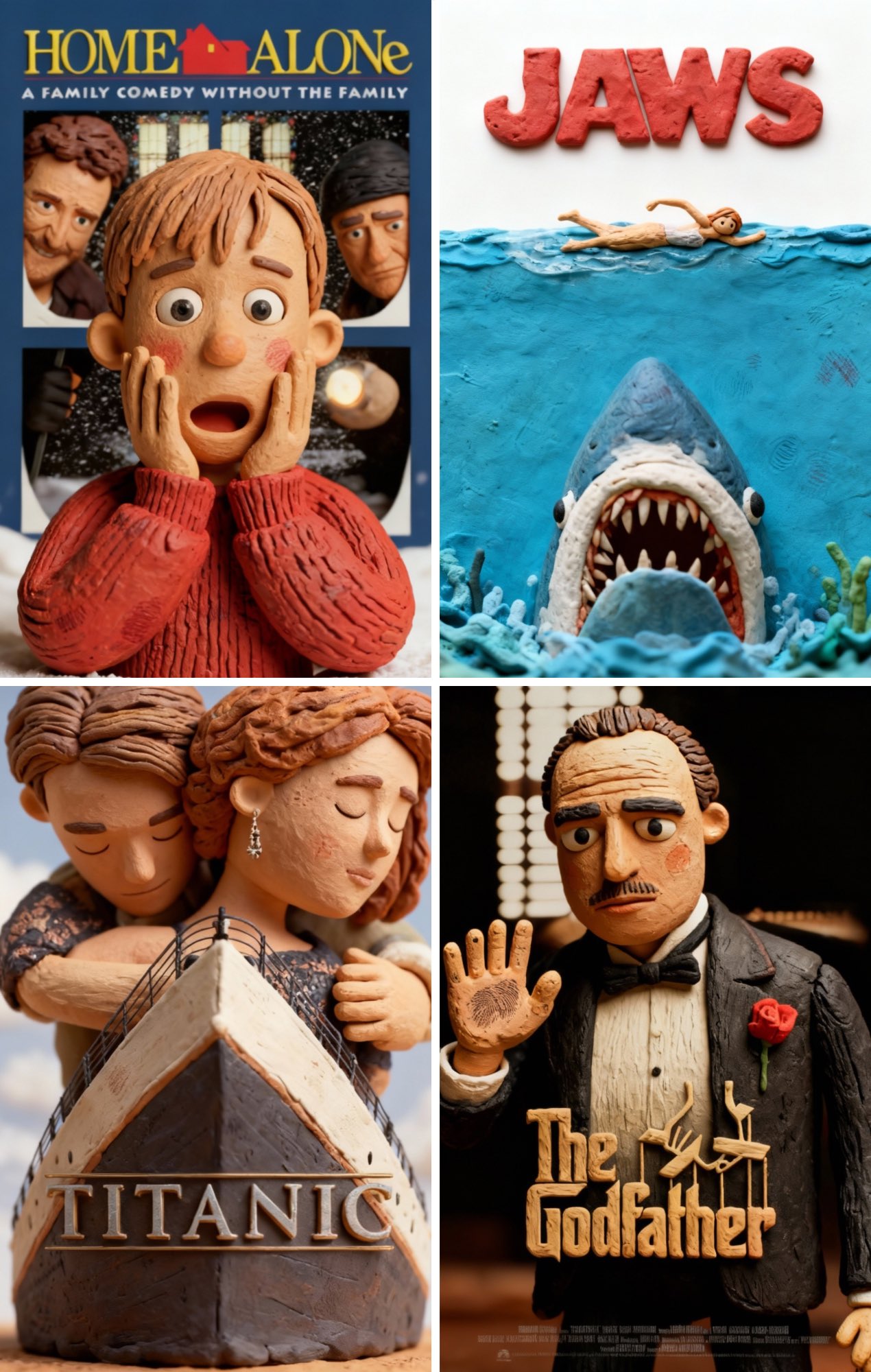 Ridisegno di locandine cinematografiche in stile claymation