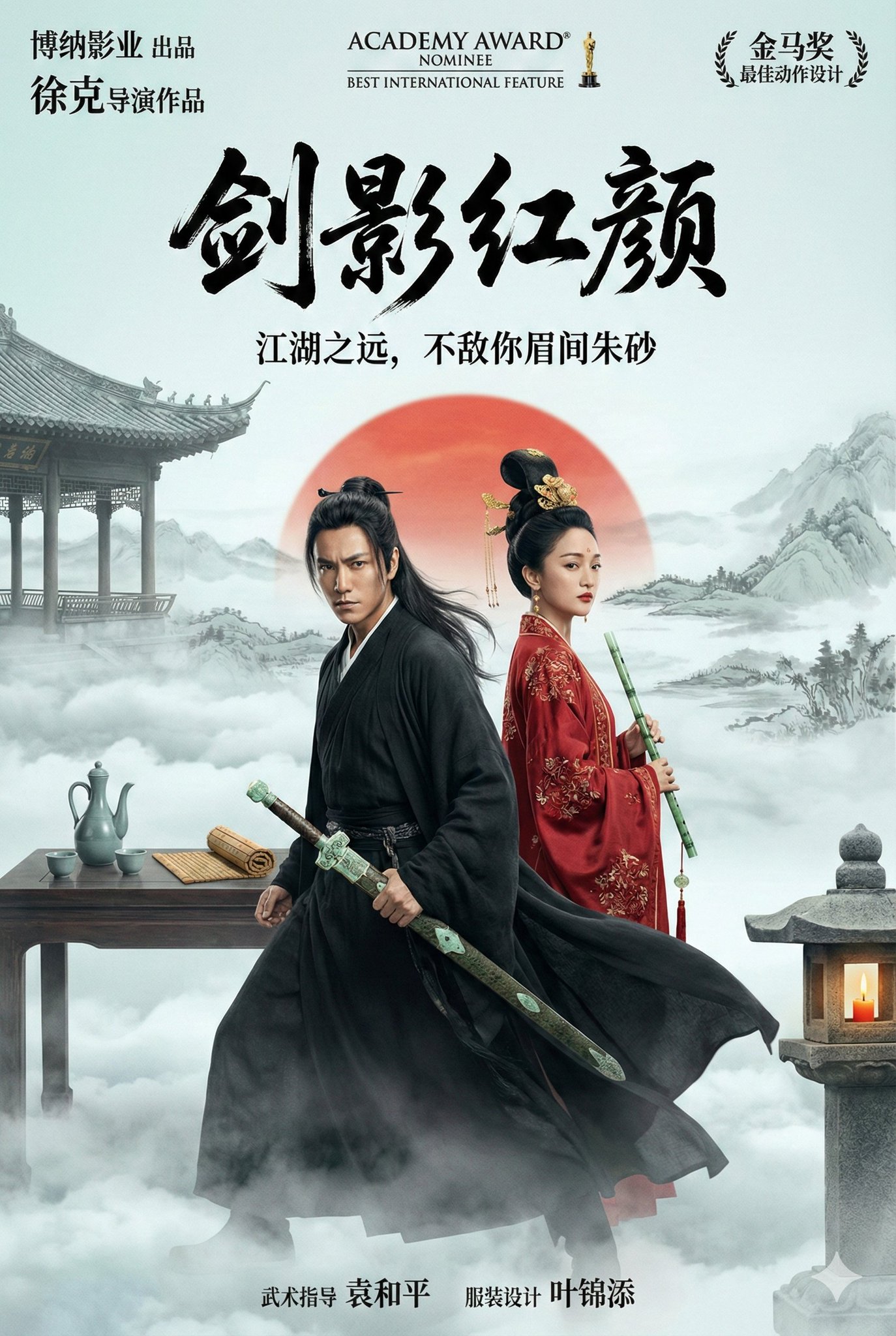 Póster épico de wuxia oriental - Espada y Belleza