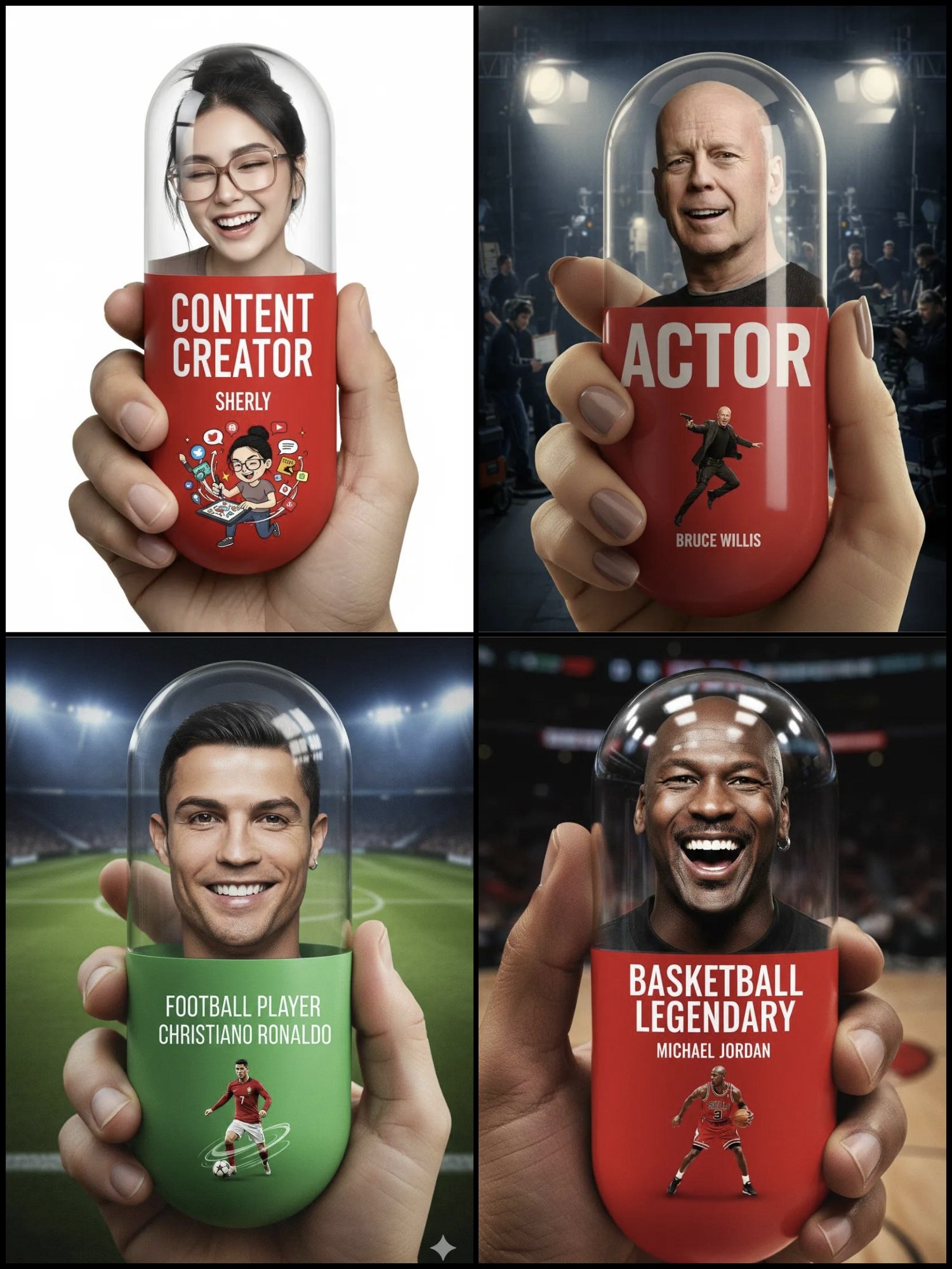 Close-up van hand die enorme verticale pil vasthoudt