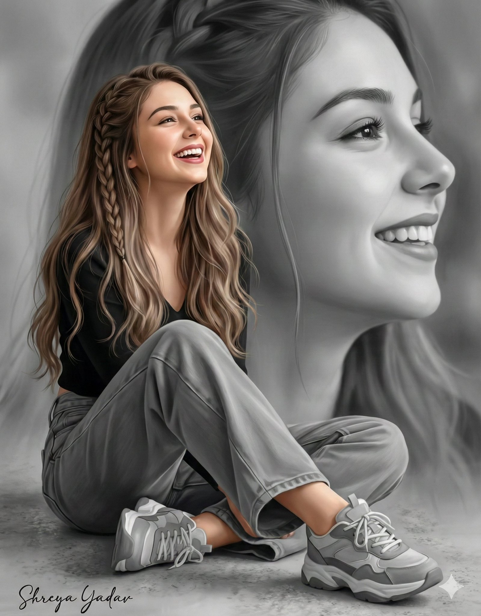 Mjuk oskarp profilclose-up av samma ansikte