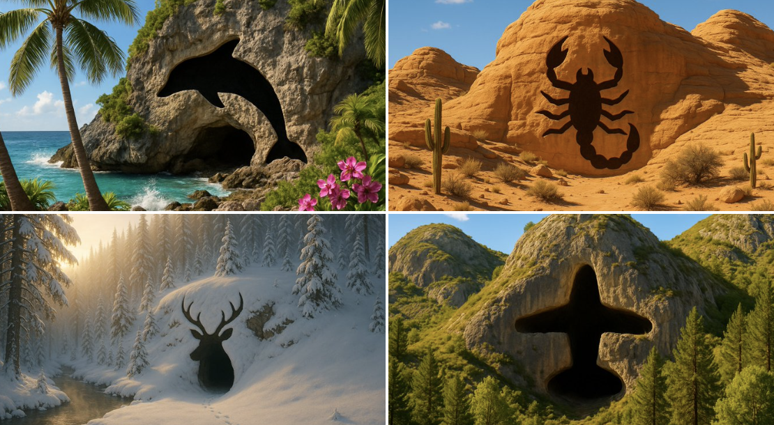 צורות של כניסות למערות נוף