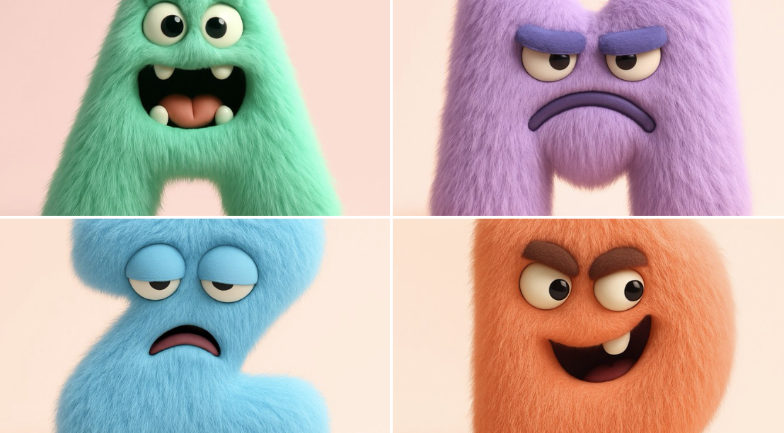 Letras peludas divertidas