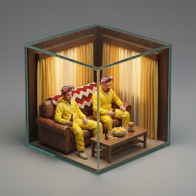 Scène de film transformée en modèle isométrique miniature