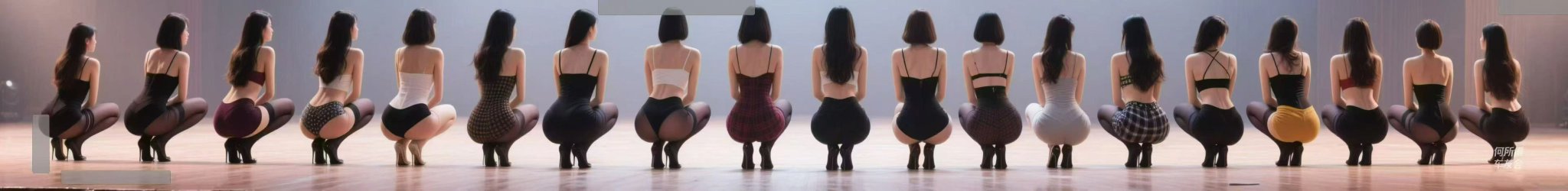 Несколько женщин присели на сцене