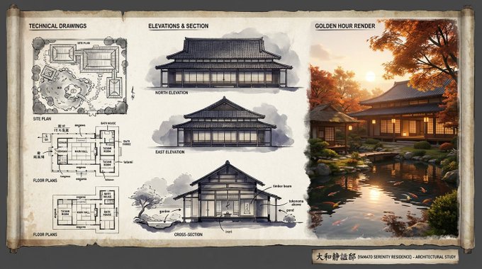 لوحة عرض للمنازل من رسام معماري